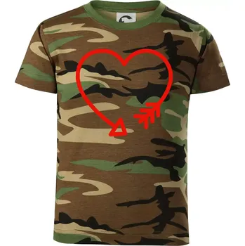 Srdce šíp - Dětské maskáčové triko - 104-110cm / 3-4 roky ( Hnědý maskáč )