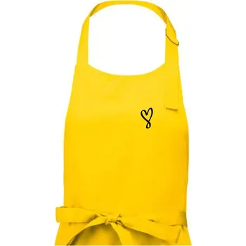 Kuchyňská zástěra Srdce nekonečno na prso - Dámská zástěra na vaření - Univerzální velikost ( Žlutá )