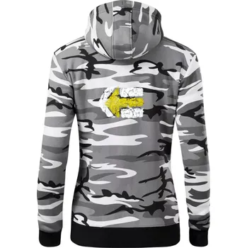 Dámská mikina Párová turistická značka žlutá - Dámská mikina trendy zipper s kapucí - M ( Šedý maskáč )