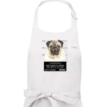 Kuchyňská zástěra Lump a darebák mopsík - Dámská zástěra na vaření - Univerzální velikost ( Bílá )