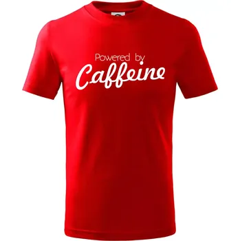 Chlapecké tričko Powered by Caffeine - Tričko dětské bavlněné - 98 cm / 2 roky ( Červená )