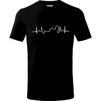 Chlapecké tričko Shih-tzu ekg obrys - Tričko dětské bavlněné - 98 cm / 2 roky ( Černá )