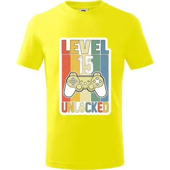 Chlapecké tričko Gaming narozeniny 15 - Tričko dětské bavlněné - 98 cm / 2 roky ( Citrónová )