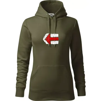 Dámská mikina Párová turistická značka červená - Mikina dámská Cape s kapucí - S ( Military )