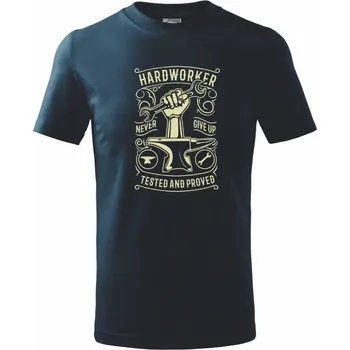 Chlapecké tričko Hard Worker - Tričko dětské bavlněné - 98 cm / 2 roky ( Námořní modrá (velmi tmavá - téměř černá) )