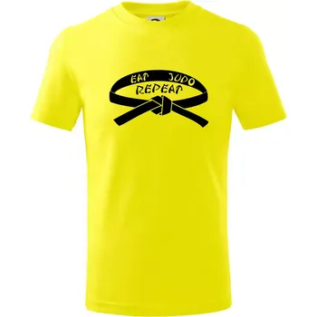 Chlapecké tričko Judo eat repeat - Tričko dětské bavlněné - 98 cm / 2 roky ( Citrónová )