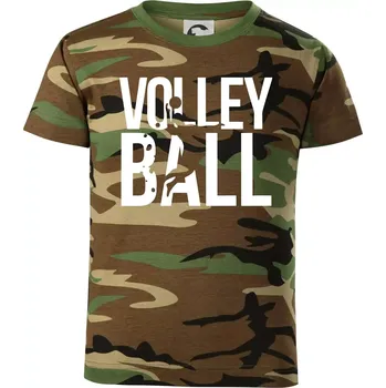 Chlapecké tričko Volleyball nápis - Dětské maskáčové triko - 122 cm/6 let ( Hnědý maskáč )