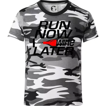 Chlapecké tričko Run now Wine later - Dětské maskáčové triko - 122 cm/6 let ( Šedý maskáč )