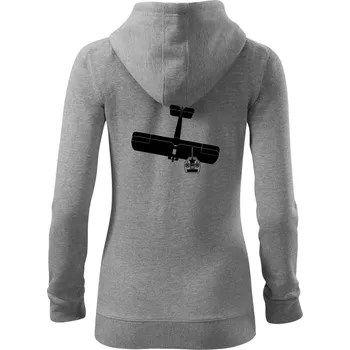 Dámská mikina RC letadlo - Dámská mikina trendy zipper s kapucí - XL ( Tmavě šedý melír )