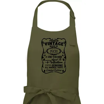 Kuchyňská zástěra Vintage Etiketa - 1931 - Pánská zástěra na vaření - Univerzální velikost ( Khaki )