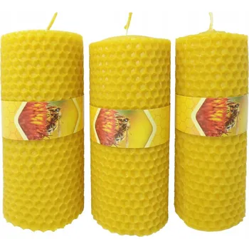 Svíčka Tradiční svíčka z včelího vosku medová Natural Wax Candle 3 ks