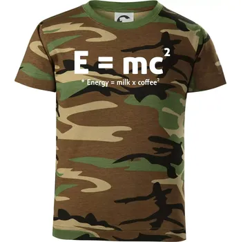 e = mc2 - coffee milk - Dětské maskáčové triko - 122 cm/6 let ( Hnědý maskáč )