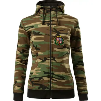 Dámská mikina Sbor dobrovolných hasičů - znak bez nápisu - Dámská mikina trendy zipper s kapucí - XS ( Hnědý maskáč )