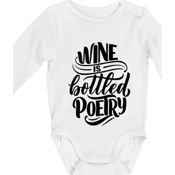 Wine is bottled poetry - Body kojenecké s dlouhým rukávem - Dlouhý r. do 3 měs ( Bílá )