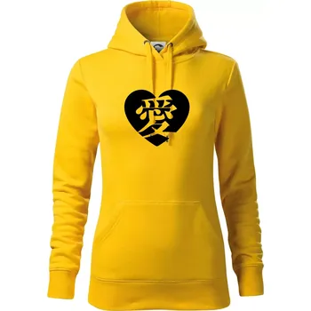 Dámská mikina Láska japonština čínština - Mikina dámská Cape s kapucí - XS ( Žlutá )