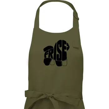 Kuchyňská zástěra Bišonek - fries nápis v těle - Dámská zástěra na vaření - Univerzální velikost ( Khaki )