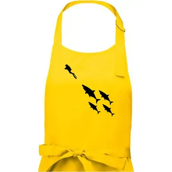 Kuchyňská zástěra Potápěč žraloci - Pánská zástěra na vaření - Univerzální velikost ( Žlutá )