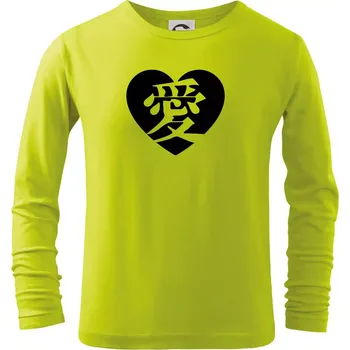 Láska japonština čínština - Triko dětské Long Sleeve - 104-110cm / 3-4 roky ( Limetková )