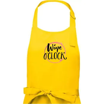 Kuchyňská zástěra wine o clock - Dámská zástěra na vaření - Univerzální velikost ( Žlutá )
