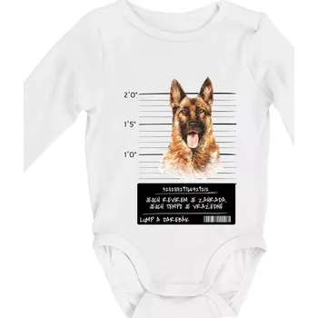 Lump a darebák - Německý ovčák - Body kojenecké s dlouhým rukávem - Dlouhý r. do 3 měs ( Bílá )