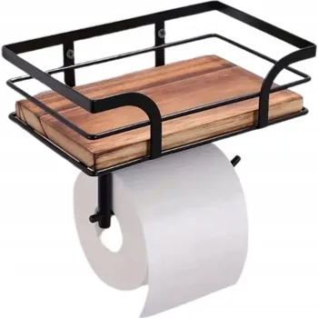 Držák toaletního papíru, věšák černý Loft Samolepicí s kovovou poličkou