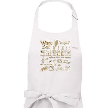 Kuchyňská zástěra Víno vše pohromadě - Dámská zástěra na vaření - Univerzální velikost ( Bílá )