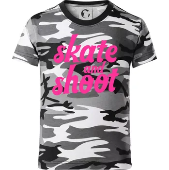 Chlapecké tričko Biatlon skate and shoot růžová - Dětské maskáčové triko - 146 cm/10 let ( Šedý maskáč )