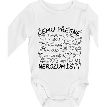 Kojenecké oblečení Chemie - Čemu přesně nerozumíš? - Body kojenecké s dlouhým rukávem - Dlouhý r. 6-12 měs ( Bílá )
