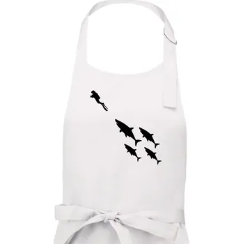 Kuchyňská zástěra Potápěč žraloci - Pánská zástěra na vaření - Univerzální velikost ( Bílá )