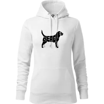 Dámská mikina Bígl - nápis v těle - Mikina dámská Cape s kapucí - L ( Bílá )