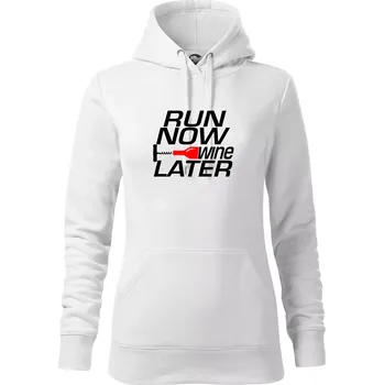 Dámská mikina Run now Wine later - Mikina dámská Cape s kapucí - L ( Bílá )