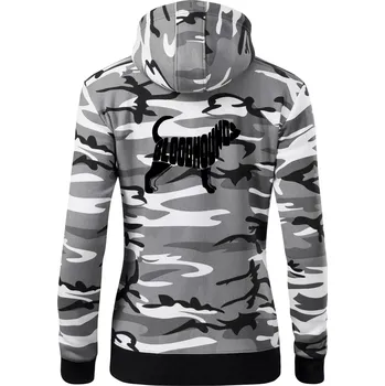 Dámská mikina Bloodhound nápis v těle - Dámská mikina trendy zipper s kapucí - L ( Šedý maskáč )