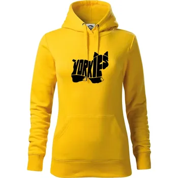 Dámská mikina Jorkšírský teriér - Yorkie - Nápis v těle - Mikina dámská Cape s kapucí - L ( Žlutá )