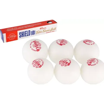 Stolní tenis bílé bezešvé míčky na stolní tenis SHIELD 40 mm, 6 ks v krabičce