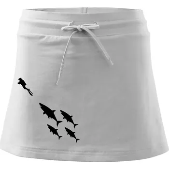 Dámská sukně Potápěč žraloci - Sportovní sukně - two in one - S ( Bílá )