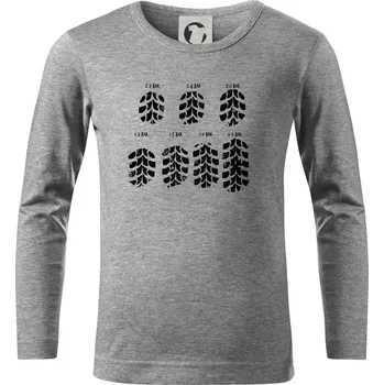 Pneumatiky - obtisk v závislosti na tlaku - Triko dětské Long Sleeve - 158 cm/12 let ( Tmavě šedý melír )