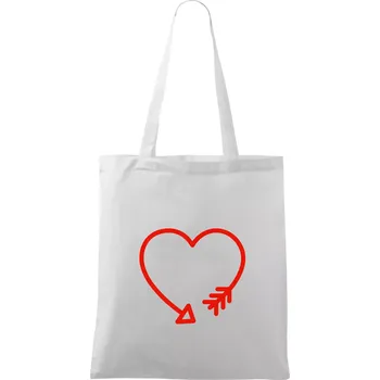 Srdce šíp - Taška bavlněná - 42 x 38 cm ( Bílá )