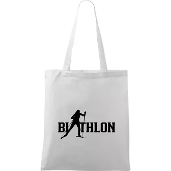 Biathlon nápis - Taška bavlněná - 42 x 38 cm ( Bílá )