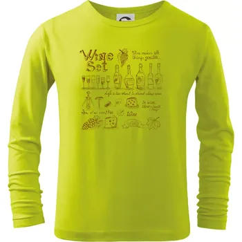 Chlapecké tričko Víno vše pohromadě - Triko dětské Long Sleeve - 122 cm/6 let ( Limetková )