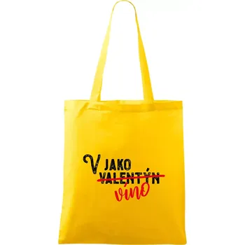V jako Valentýn VÍNO - Taška bavlněná - 42 x 38 cm ( Žlutá )