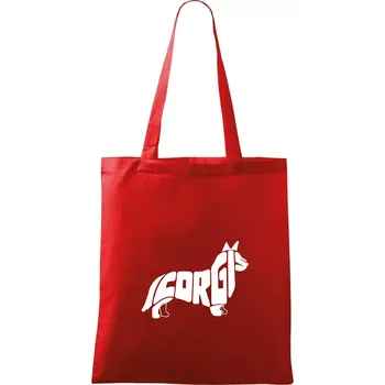 Nákupní taška Corgi - nápis v těle - Taška bavlněná - 42 x 38 cm ( Červená )