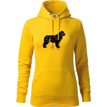 Dámská mikina Novofundlandský pes - nápis v tělě - Mikina dámská Cape s kapucí - M ( Žlutá )