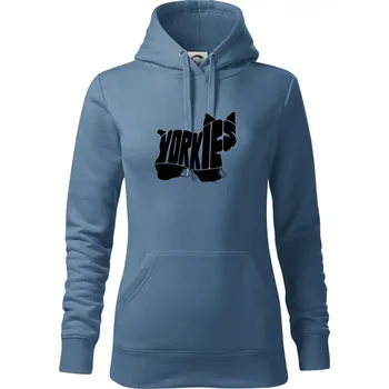 Dámská mikina Jorkšírský teriér - Yorkie - Nápis v těle - Mikina dámská Cape s kapucí - XL ( Denim )