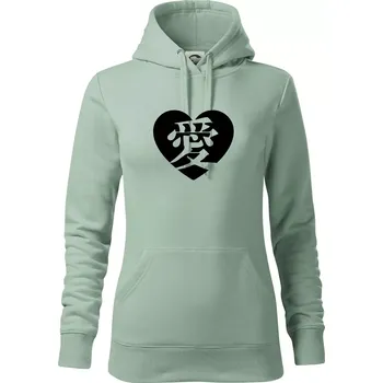 Dámská mikina Láska japonština čínština - Mikina dámská Cape s kapucí - XL ( Sage )
