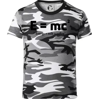 Chlapecké tričko e = mc2 - coffee milk - Dětské maskáčové triko - 122 cm/6 let ( Šedý maskáč )