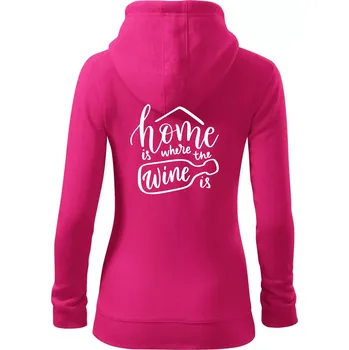 Dámská mikina Home is where wine is - Dámská mikina trendy zipper s kapucí - S ( Purpurová )