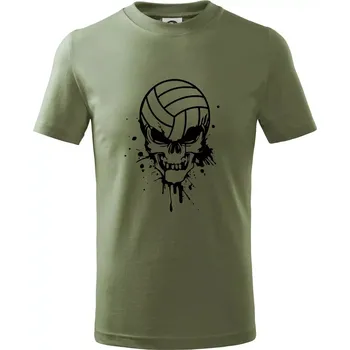 Volejbal lebka splash - Tričko dětské bavlněné - 98 cm / 2 roky ( Khaki )