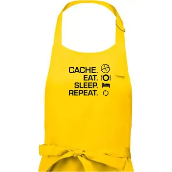 Kuchyňská zástěra Eat sleep repeat Cache - Dámská zástěra na vaření - Univerzální velikost ( Žlutá )
