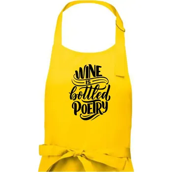 Kuchyňská zástěra Wine is bottled poetry - Pánská zástěra na vaření - Univerzální velikost ( Žlutá )