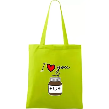 I love you and nugget - Taška bavlněná - 42 x 38 cm ( Limetková )